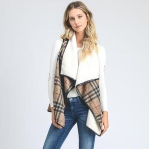 Plaid Open Front Vest